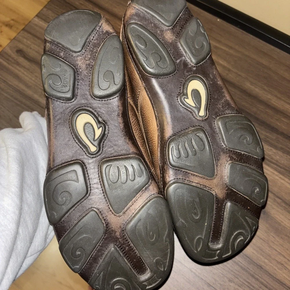 Olukai Men 9 Hamakua Poko Shoes 42 Brown Leather Casual *read Added Foam Insoles